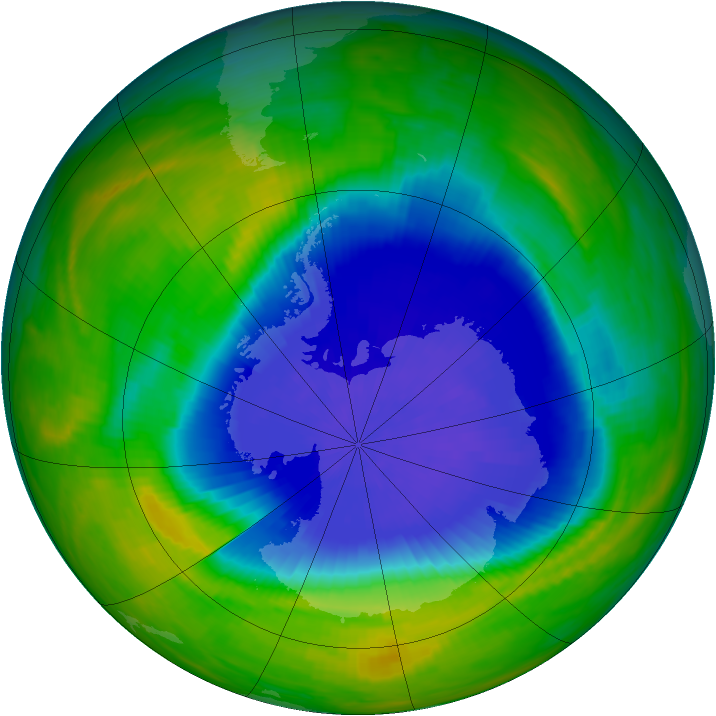 Antarctic ozone map for 10 October 1985